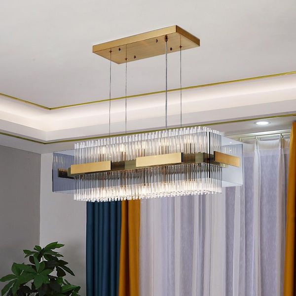 

dining room chandelier 2021 new post-modern simple and light luxury designer sample room glass bar crystal chandelier