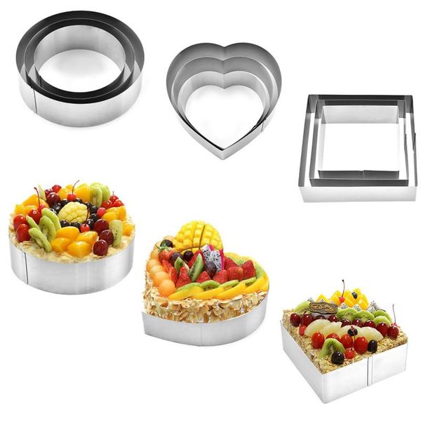 

baking moulds 3 pcs/set stainless steel mousse ring mold cookie cutter biscuit pastry tools accessories salad form tips