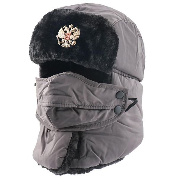

beanie/skull caps men&women lei feng cap windproof hat with earflaps bomber thick ear shield russian warm for winter women's men's, Blue;gray