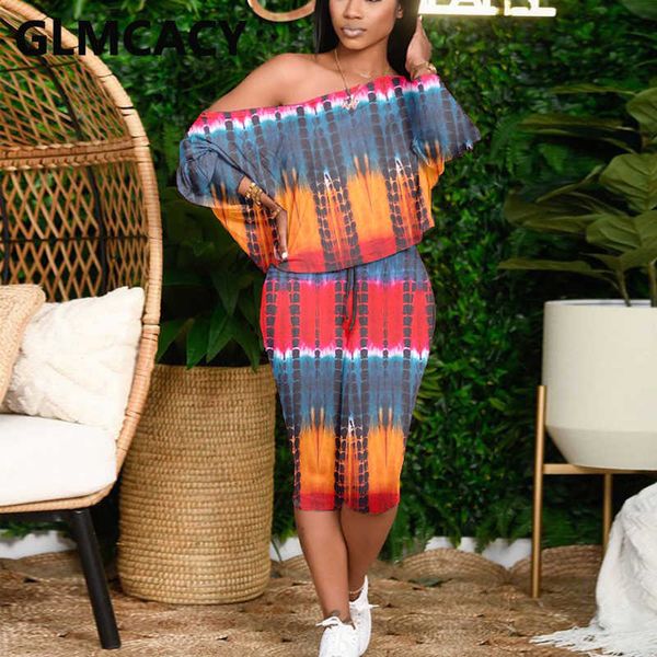 

two piece striped suits slash neck loose shirts & bodycon shorts set 210702, White