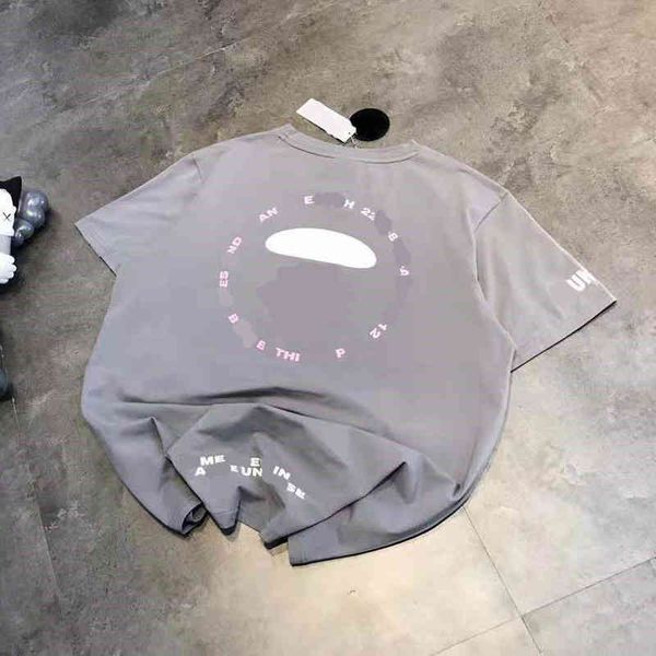 

2022 factory wholesale new high version spring and summer grey contrast lovers' letters casual loose round neck short sleeve t-shirt, White