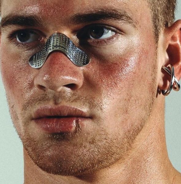 

2020 new fashion hip hop band aid decoration trend jewelry nose clip accessories for men and women, Silver
