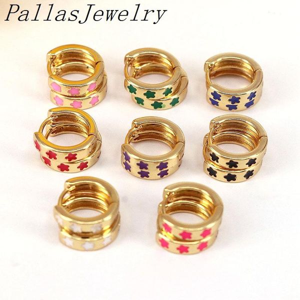 

hoop & huggie 10pairs gold color enamel star earrings, 2021 style charm, multi-color optional, colorful hoops, Golden;silver