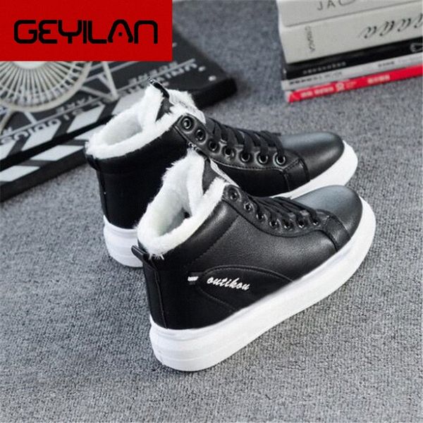 

2019 autumn and winter new explosion models womens white shoes b wild and velvet flat non slip casual womens boots m523 23vj#, Black