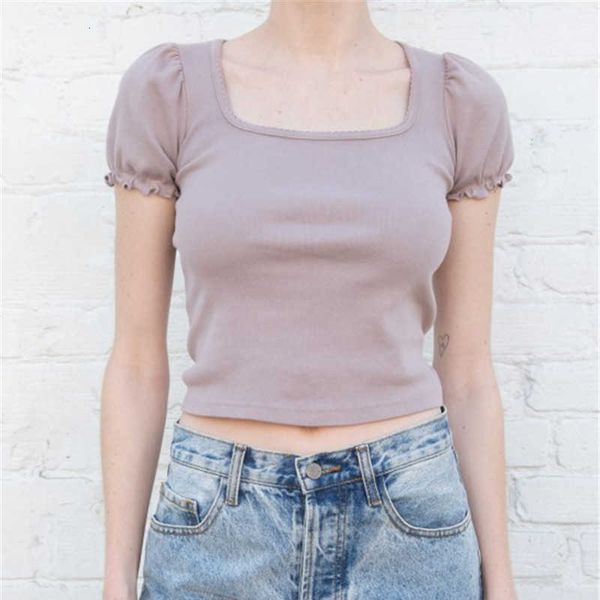 

women's t-shirt slim girls soft cotton tshirts 2021 summer fashion ladies bomb ruffles vintage women chic streetwear tees cut, White