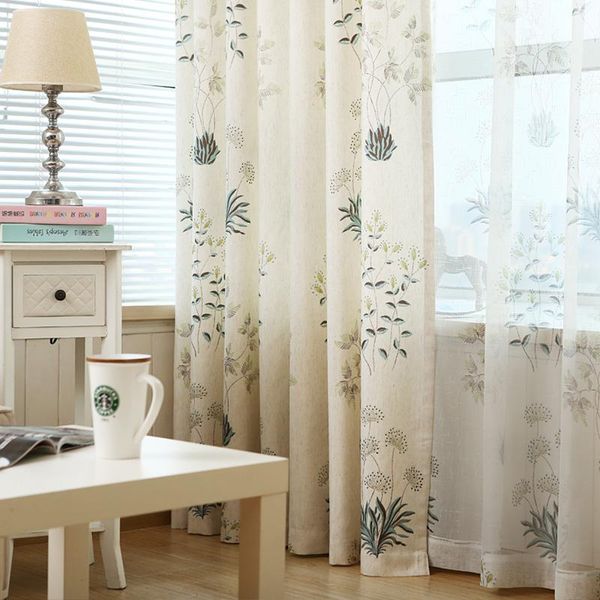 

curtain & drapes cotton linen printed pastoral window living room bedroom kitchen blackout fabrics luxury curtains for