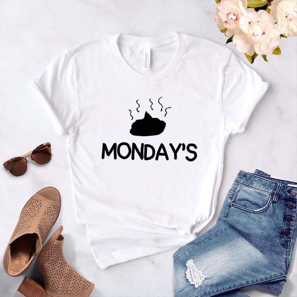 

poop on mondays cotton women casual funny yong girl 6 color drop ship s 817, White