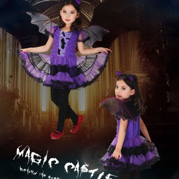 Traje de Halloween para crianças bebê meninas crianças vampiro bruxa menina cosplay festa de carnaval princesa fantasia vestido up y0913