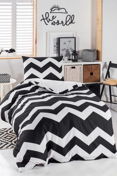 

bedding sets home & junior duvet cover set single bigzigzag black-white