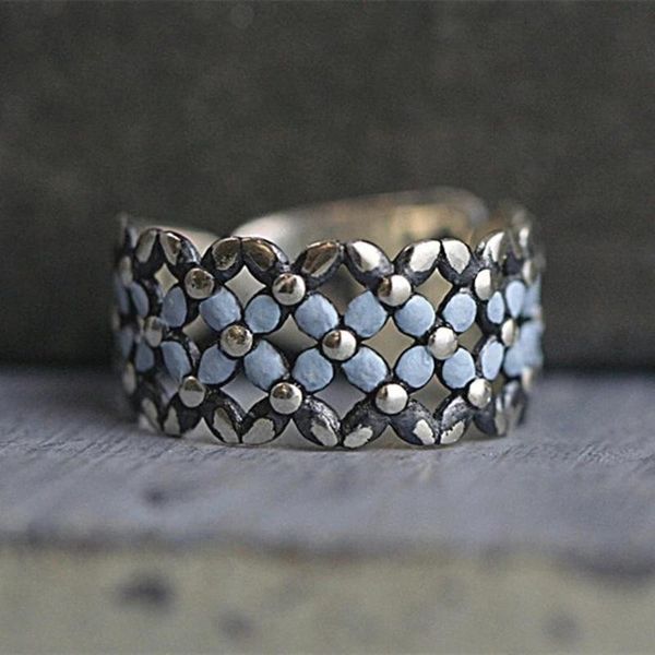 

cluster rings fashion creative twist design simple ring for women men blue color adjustable open finger party jewelry accessories, Golden;silver