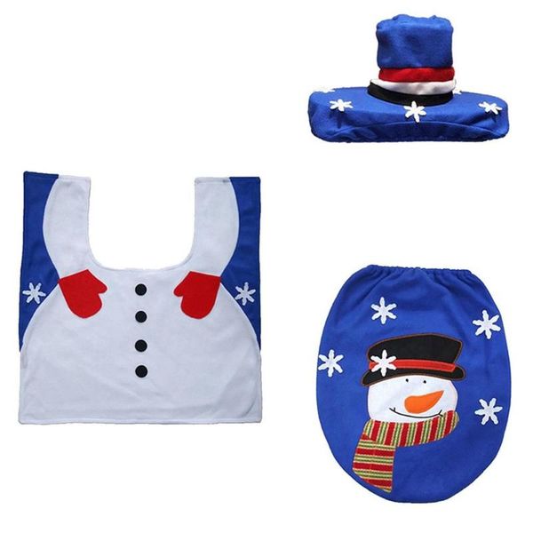 

christmas toilet seat & cover snowman santa claus bathroom decoration flannel christmas toilet seat cover cushion new year 2021