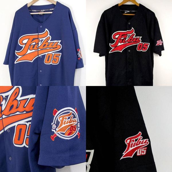 

fubu baseball jersey fubu 05 collection for us by us fubu jersey oversize damon john blue orange black 90s all stitched, Blue;black