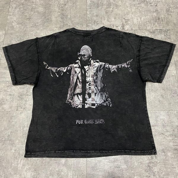 

2021 new ye kanye west sunday service t shirts men women wash make old oversize tees t-shirts streetwear x0hy, White