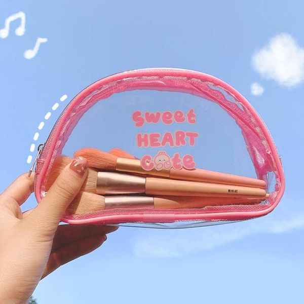 

cosmetic bags & cases cute semicircle transparent waterproof girls simple bag makeup case handbag organizer storage pouch toiletry wash