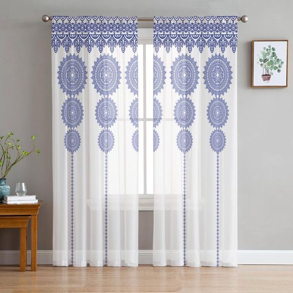 

curtain & drapes bohemian style mandala pattern sheer curtains for living room bedroom home decor chiffon voile christmas