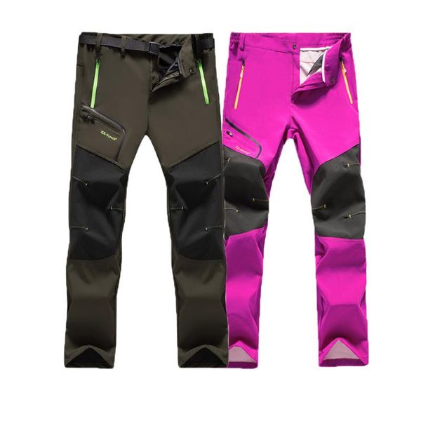 

oversized men women hiking pants softshell outdoor pants fish camp climb warm travel trousers waterproof sports, Black;green
