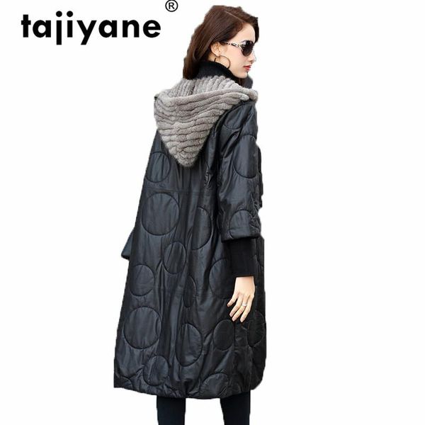 

women's leather & faux genuine jacket women sheepskin coat female real fur autumn winter mink hooded thick zt1601, Black