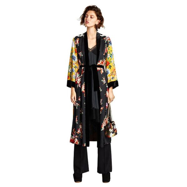 

women's trench coats moda feminina bohemia floral tassel long kimono oversized shawl autumn and winter blend coat plus size dropship l#, Tan;black