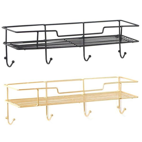 

creative wrought iron grid wall shelf ornaments home wall hook mounted storage rack decoration housekeeper