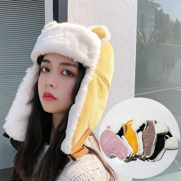 

berets fishing winter thermal bomber hats hat cute cats ears thunderheads fleece thickened ear protection velvet thicken cap, Blue;gray