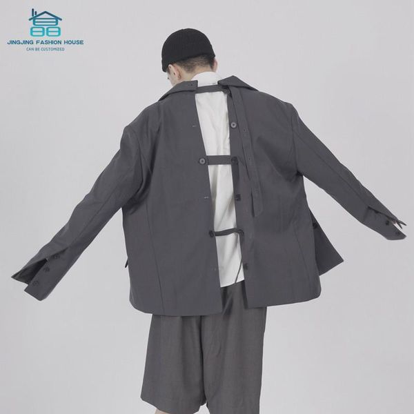 

men's suits & blazers s-6xlshoulder pads with slit straps button-down black and grey sleeves for men women., White;black