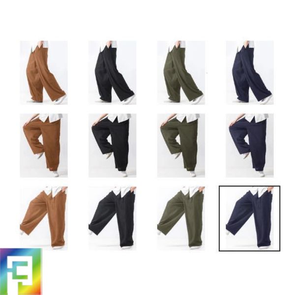 

style sticky linen pants loose autumn cotton casual drooping wide leg, Black