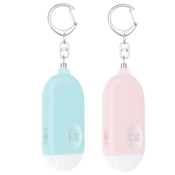 

smart home sensor 2 pcs rechargeable personal sound alarm,130db loud alarms with led light,with keychain for women, elderly,kids,etc