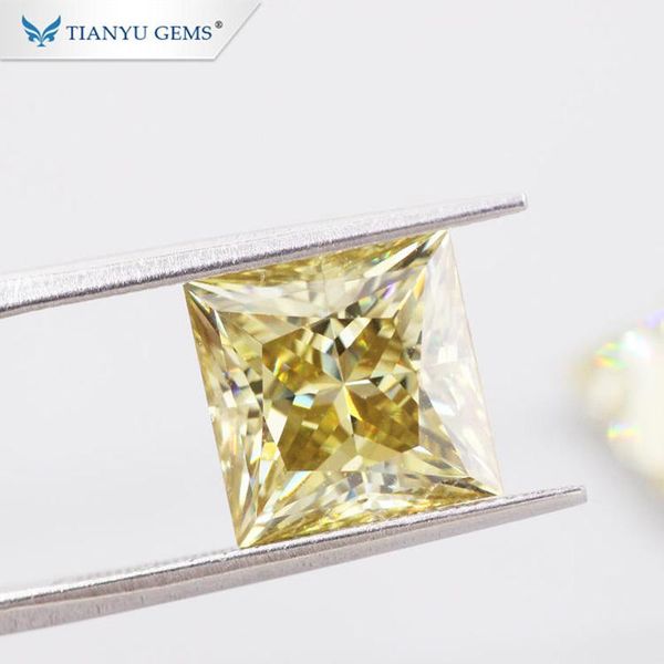

loose diamonds tianyu gems princess cut fancy yellow moissanite 5.5x5.5mm 1ct gemstones handmade stones for rings jewelry make, Black