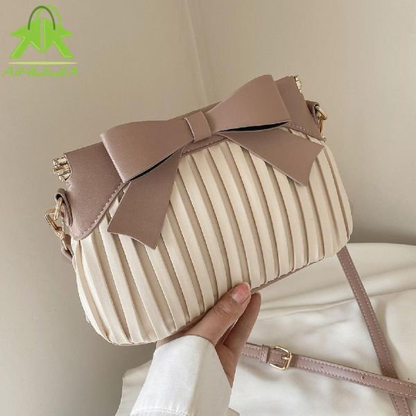 

shoulder bags fashion bow handbag for women luxury designer ladies bag 2021 pu leather girl travel messenger