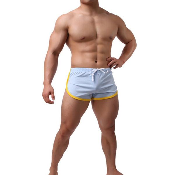 

men's pants men running shorts casual solid short exercise wear summer home gym high waist elastic string stretch fitness sports 2021, Black