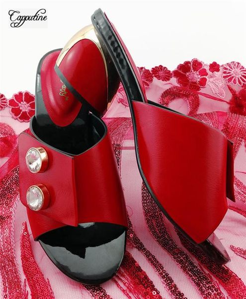 

dress shoes fashion red high heel african slipper for wedding/party qs1902 ,heel height 6.5cm, Black