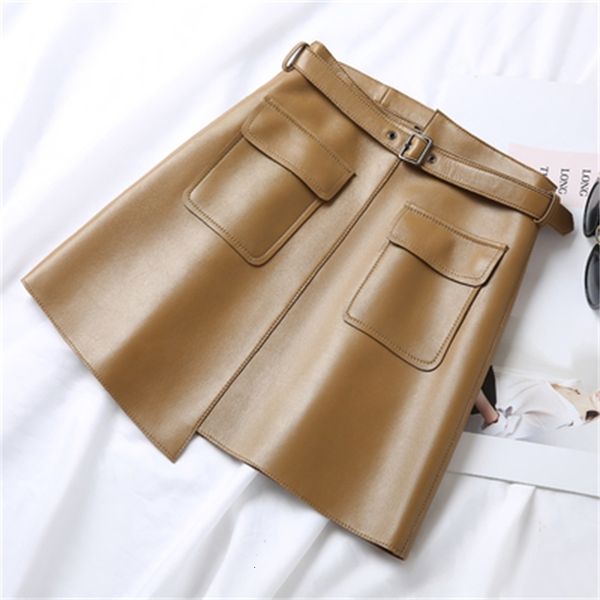 

2021 new fashion genuine royal sheep leather skirt j12 jugd, Black