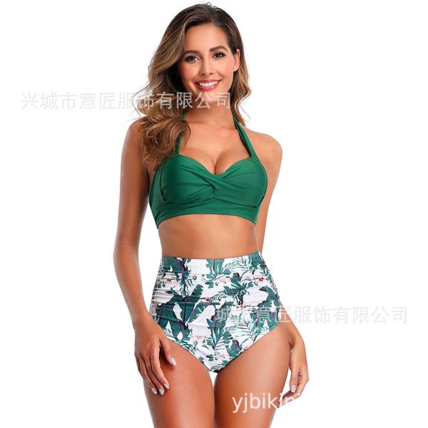 

new creative hard bag high 2020 waist printed swimsuit large bikini, White;black
