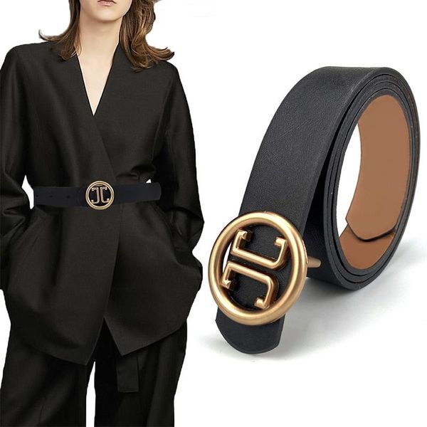 

belts luxury vintage designer belt buckle women genuine real leather dress strap double for jeans cowboy brand, Black;brown