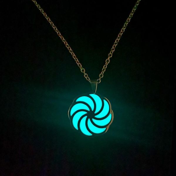

pendant necklaces creative glowing in the dark heart cross necklace for women men stainless steel flower coconut tree jewelry boy gift, Silver