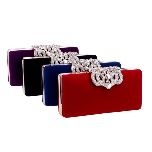 

crown diamonds metal evening bags velvet fashion ladies small day clutches wedding party purse handbags