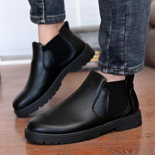 

boots 2021 men lace up shoes non-slip wearable large size casual plus retro trend men's fashion 39-44, Black
