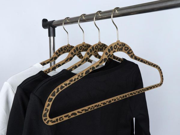 

hangers & racks 5/10pcs flocking hanger plastic non-slip clothes support fabric seamless suede thickened