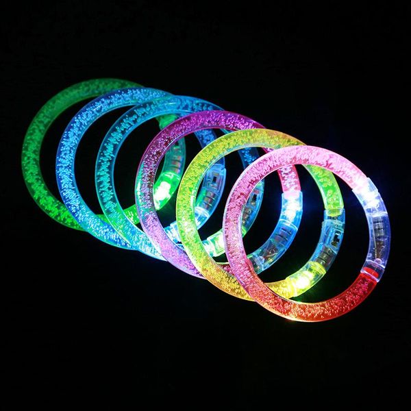 

led glitter glow bracelet flash light stick acrylic crystal gradient hand ring bangle creative christmas party supplies kid toy vt0947
