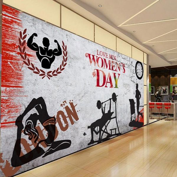 

wallpapers dropship 3d custom po wallpaper nostalgic retro movement fitness club image backdrop wall murals papel de parede