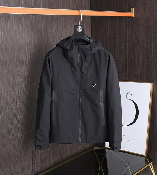 

2021 autumn men's hooded jacket winbreaker windproof waterproof fabric outdoor functional jackets zipper cardigan high quality, Black;brown