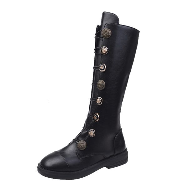 

designer versatile 2020 black style fall martin new women's british flat bottomed knight slim boots, White;red