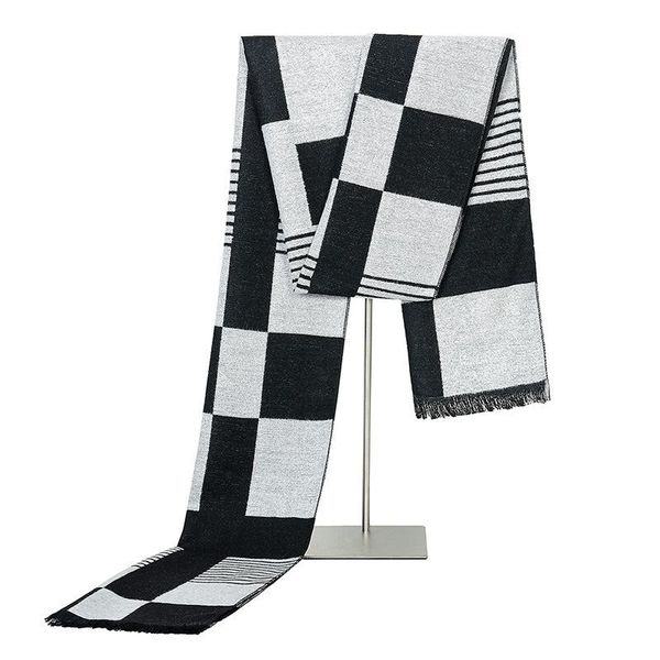 

scarves vintage brand fashion scarf men winter soft luxury black white plaids, Blue;gray