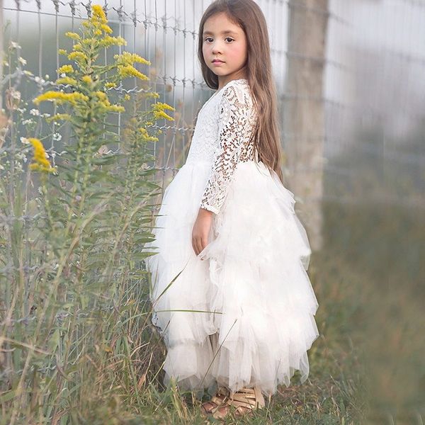 

summer girl lace dress baby children's clothing tutu kids dresses for girls clothes ceremony wedding party gown flower headband 210303, Red;yellow