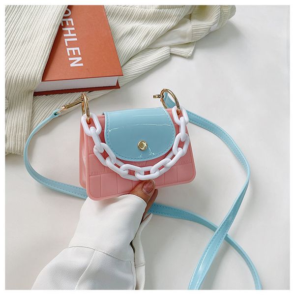 

fashion design trend messenger bag color matching mini lipstick bag macarone color contrast jelly bag