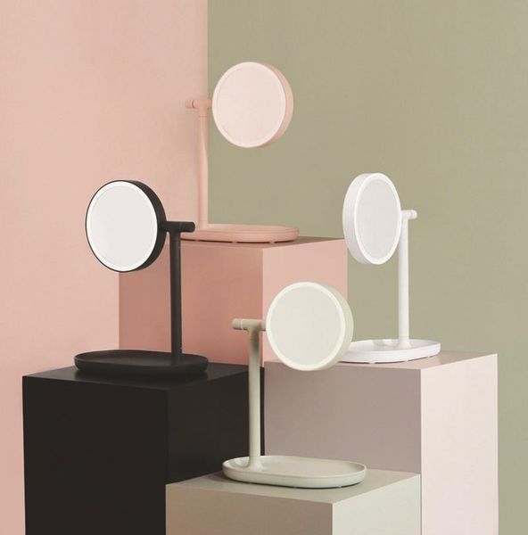 

flip up creative makeup mirror light led lights charging deskmagnification lens princess toilet glass lamp desktop