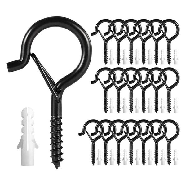 

hooks & rails 20 pack q-hanger with safety buckle,wall cabinet ceiling for string lights plants wind chimes light clips