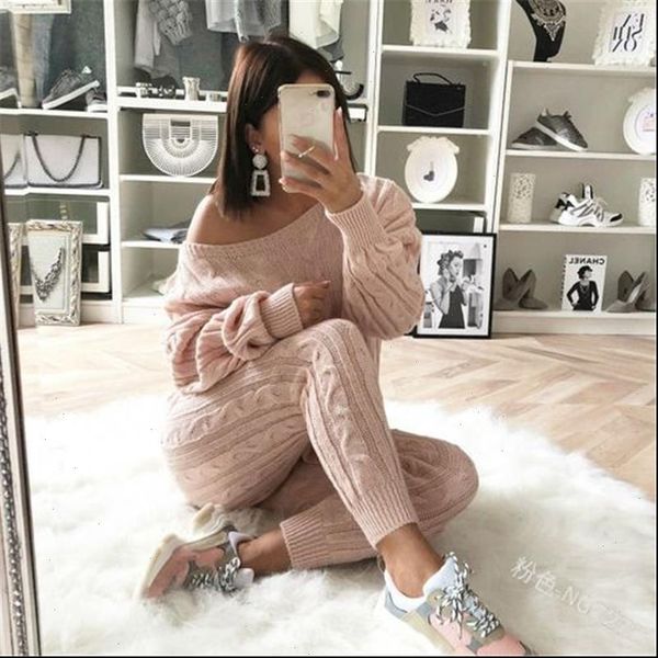 

2021 new casual women sweaters clothes sets autumn winter knitted fashion outfits sets sell plus size, Gray