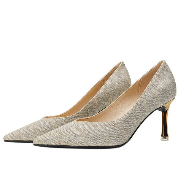 

dress shoes 2021 elegant classic french high heels women pumps designer brand fashion nude pointed toe office for ladies, Black