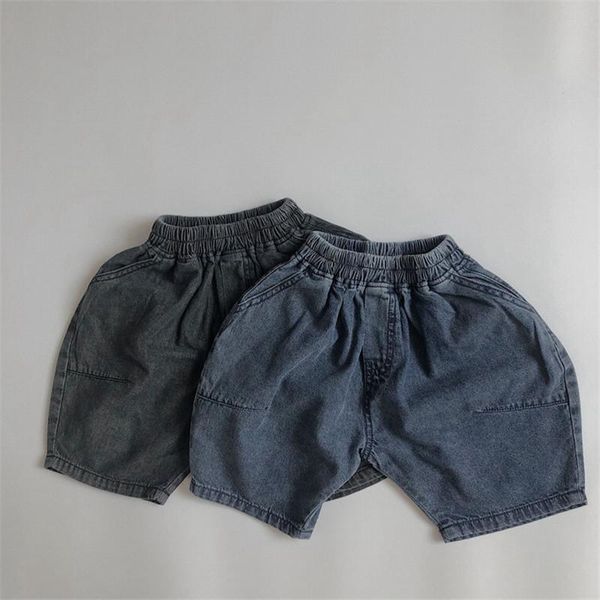 

shorts summer boys and girls solid color retro denim 1-6 years bloomers children loose all-match knee length pants, Black